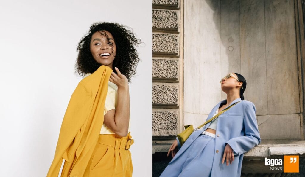 Cores em alta na moda 2025 nas ruas e vitrines 8 Amarelo amanteigado e azul acinzentado completam a paleta de equilíbrio