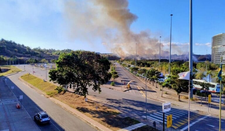 Incêndio de grandes proporções atinge Parque Serra Verde em Belo Horizonte