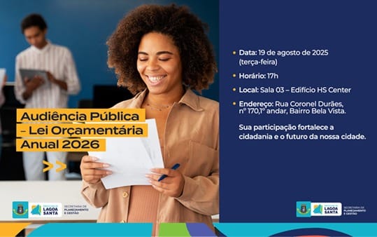 Orçamento 2026 Lagoa Santa Participe da Audiência Pública 02