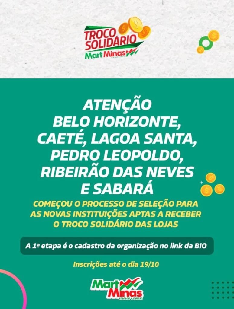 Mart Minas expande programa Troco Solidário para Lagoa Santa e região